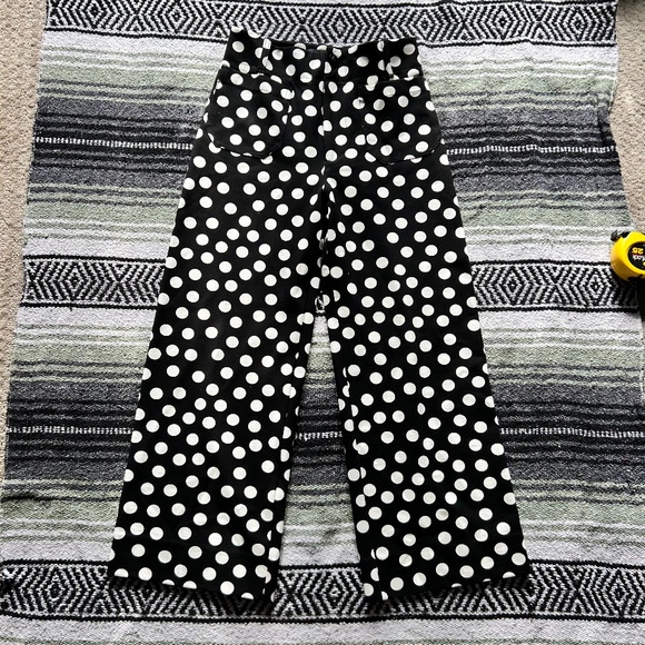 Maeve The Colette Black and White Polka Dot Wide Leg High Waist Stretch Pants - Picture 2 of 13